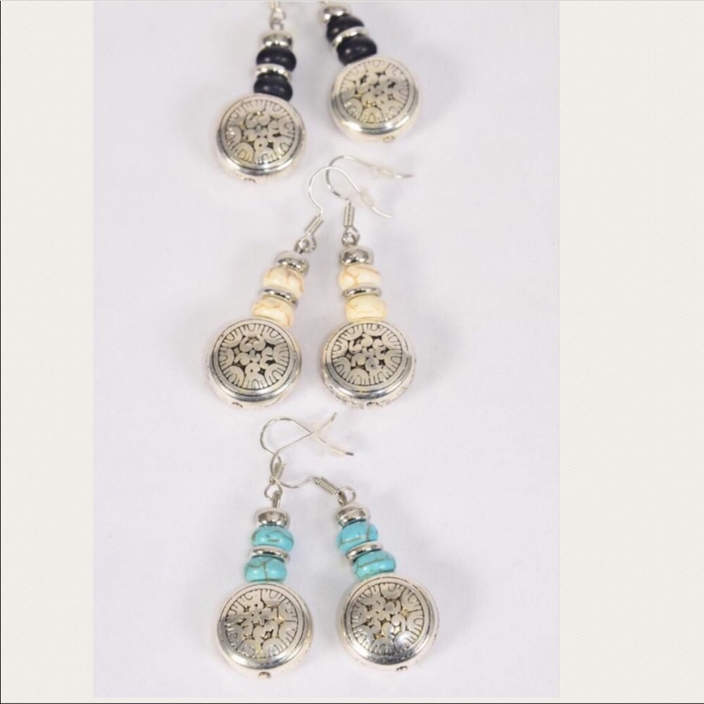 Antique Aztec Semiprecious Stone Earrings